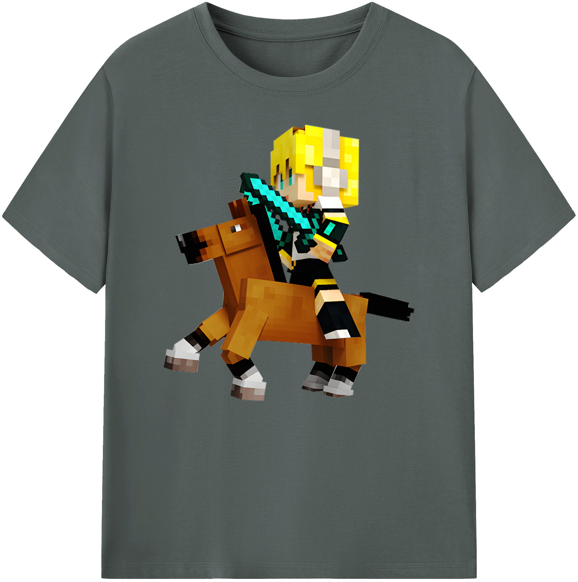 （画像用） マインクラフト ブロックの世界 Minecraft MC Block world 綿100％ メンズ半袖Tシャツ｜肌触りやわらか＆通気性
